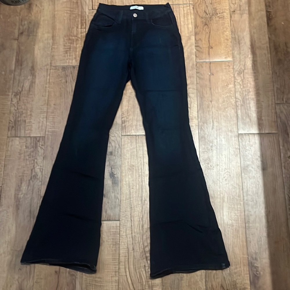 O2 Denim dark blue flare jeans
